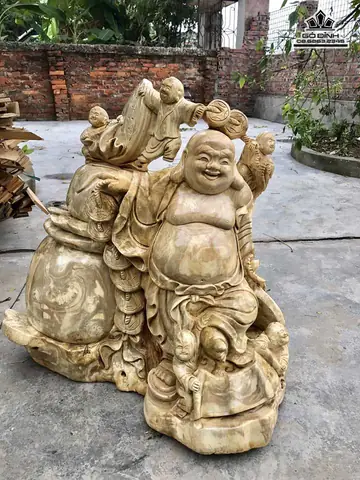 Tượng Phật Di Lặc Ngũ Phúc Gỗ Cẩm