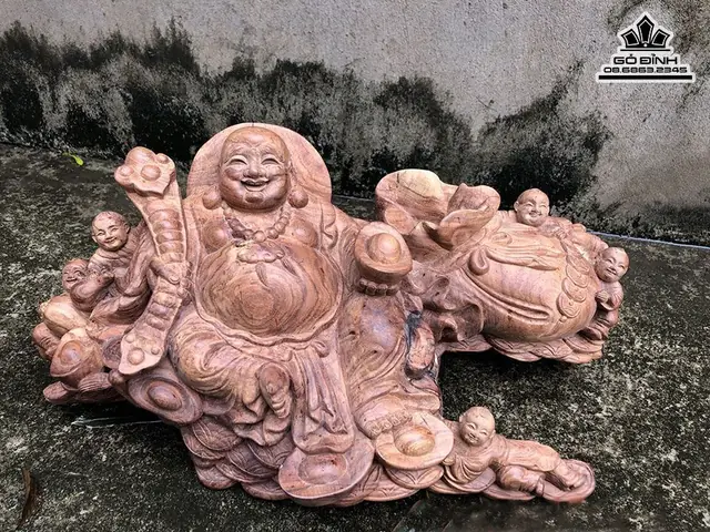 Tượng Phật Di Lặc Ngũ Phúc Gỗ Trắc