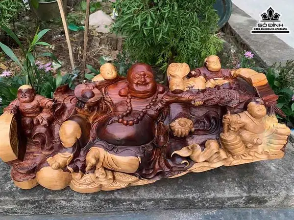 Tượng Phật Di Lặc Ngũ Phúc Gỗ Xá Xị (gù Hương)