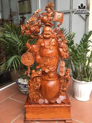 Tượng Phật Di Lặc Ngũ Phúc Gỗ Sưa