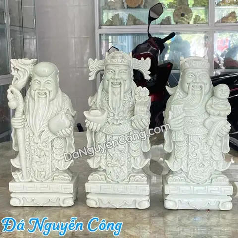 Tượng Phúc Lộc Thọ Bằng Đá Cẩm Thạch 30cm