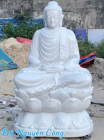 Tượng Thích Ca Bằng Đá Trắng 1m5 Đẹp