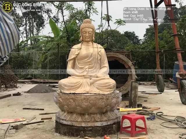 Tượng Phật Dược Sư Bằng Đồng Đỏ Cao 1m55