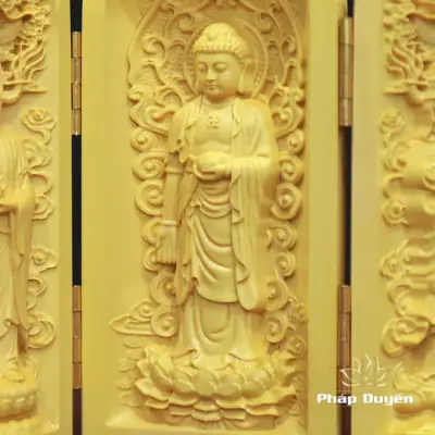 Alternative View Of Tượng A Di Đà, Quán Âm, Địa Tạng Bằng Gỗ Hoàng Dương, Để Xe Hơi, Để Bàn Làm Việc, Cao 10cm