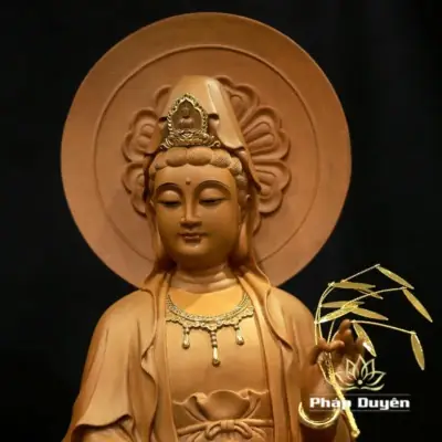 Alternative View Of Tượng Quan Âm Bồ Tát Đứng Bằng Gỗ Hương Chương, Cao 66cm