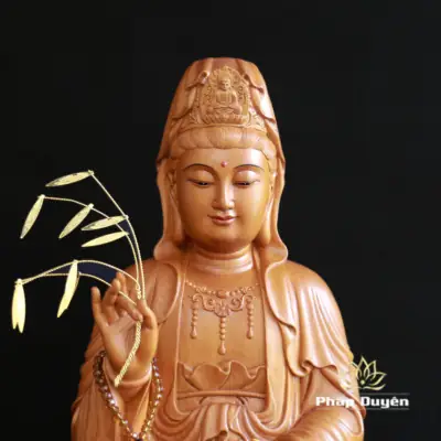 Alternative View Of Tượng Quan Âm Ngồi Đài Sen, Chất Liệu Gỗ Pơ Mu, Cao 40cm
