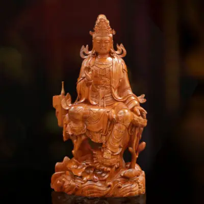 Tượng Phật Quán Thế Âm Ngồi Tự Tại, Chất Liệu Gỗ Hương, Cao 60cm