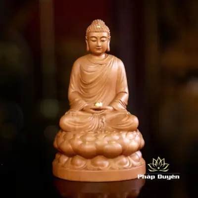 Alternative View Of Bộ Tượng Ta Bà Tam Thánh Ngồi Đài Sen, Bằng Gỗ Hương Chương, Cao 30cm