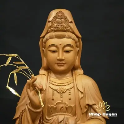 Alternative View Of Tượng Bồ Tát Quán Âm Ngồi Đài Sen Bằng Gỗ Hương Chương, Cao 40cm