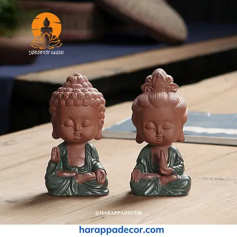 Tượng Phật Như Lai, Quan Âm Chibi, Gốm Tử Sa - Harappa Decor