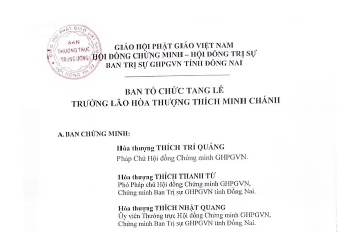 Ban Tổ Chức Tang Lễ Trưởng Lão Hòa Thượng Thích Minh Chánh ...