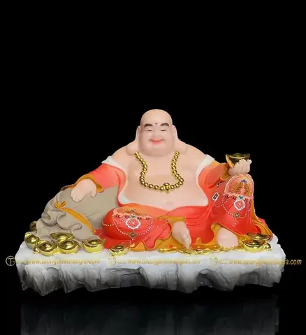 Tượng Phật Di Lặc Ngồi Bằng Bột Đá Sơn Đỏ. | Tượng Phật Trần Gia