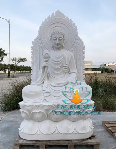 Ưu Điểmtượng Phật Thích Ca Niêm Hoa Vi Tiếubằng Đá.