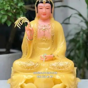 Tượng Quan Âm Bồ Tát Thạch Anh Ngồi Đài Sen Đế Sóng Nước