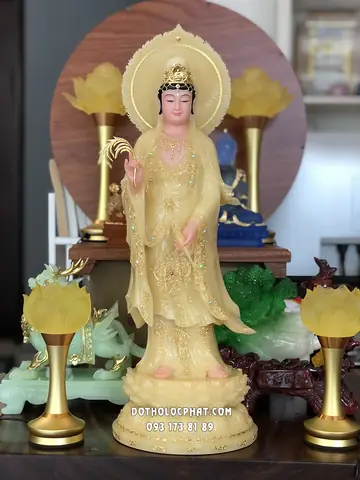 32. Tượng Quan Âm Bồ Tát Đứng Thạch Anh Hào Quang Qabt-092