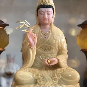 Tượng Phật Bà Quan Âm Thạch Anh Cao 40cm Qabt-048