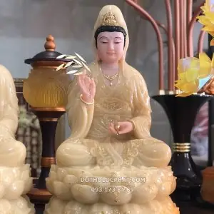 Tượng Phật Bà Quan Âm Thạch Anh Cao 40cm Qabt-048