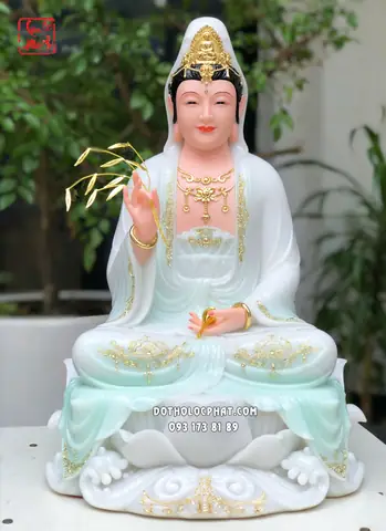 Tượng Quan Âm Bồ Tát Xanh Ngọc Đế Sen Sóng Nước