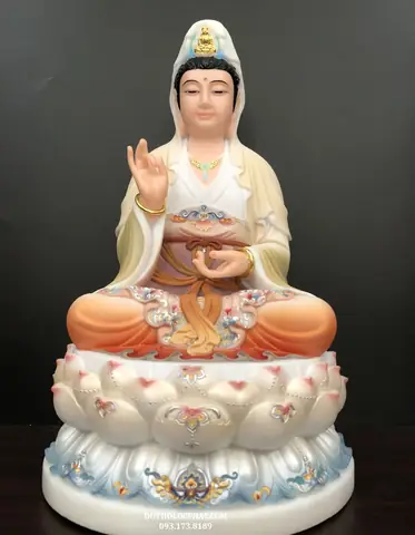 79. Tượng Quan Âm Bột Đá Màu Khoáng Qabt-037