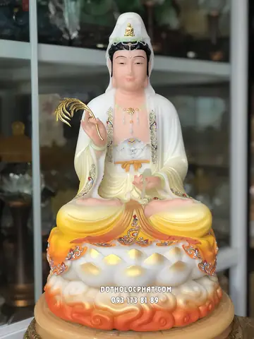 78. Tượng Quan Âm Bột Đá Màu Khoáng Qabt-037