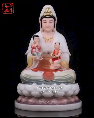 84. Tượng Quan Âm Tống Tử Áo Gấm Đế Sen Qabt-129