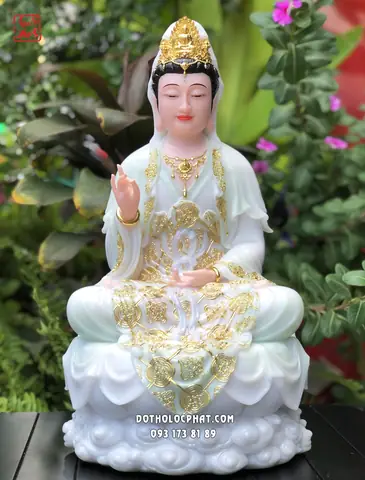 16. Tượng Quan Âm Bồ Tát Thiên Thanh Đế Mây Viền Vàng Qabt-113