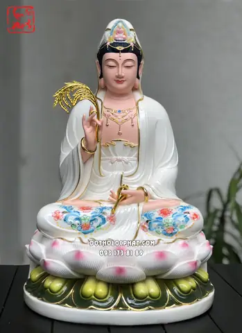 58. Tượng Quan Âm Bồ Tát Poly Đế Tròn Qabt-109
