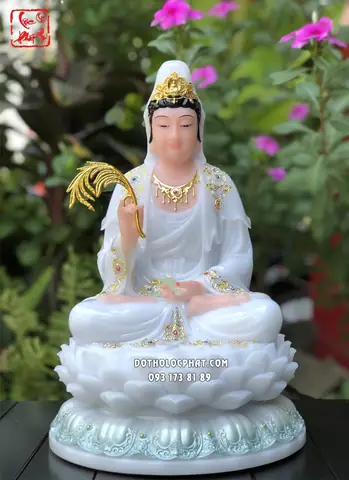 64. Tượng Quan Âm Bồ Tát Áo Trắng Viền Vàng Qabt-110