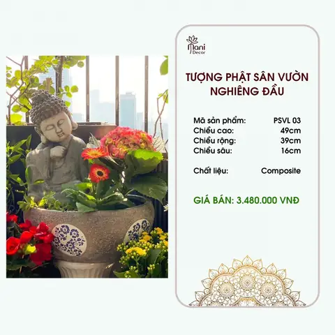 Tượng Phật Sân Vườn Nghiêng Đầu - Ahimsa House