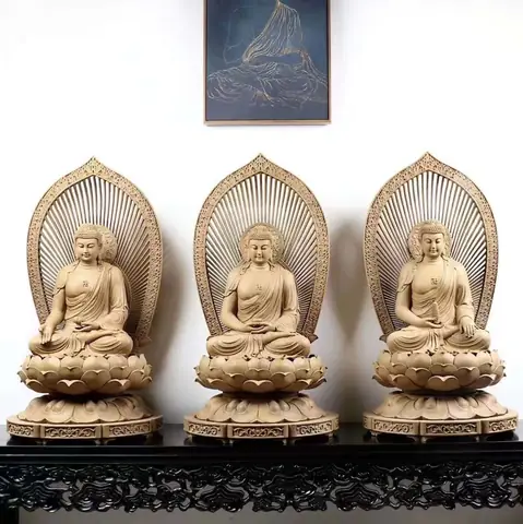 Tượng Tam Bảo Phật Gỗ Trầm Dó Hải Nam