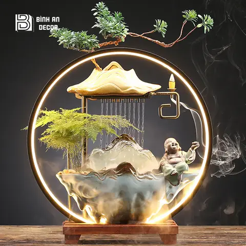Thác Nước Phong Thủy Tượng Phật Di Lặc M1 - Bình An Decor