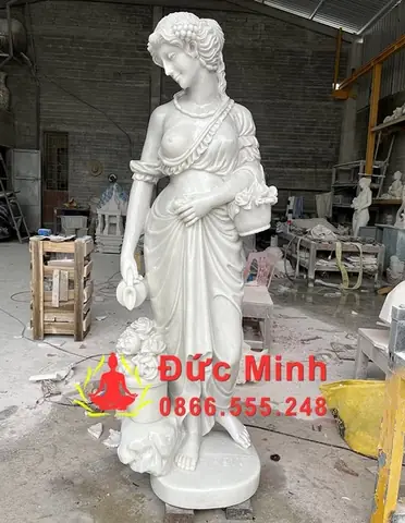 Tượng Cô Gái Đá Đẹp Trang Trí Sân Vườn - Uy Tín - Giá Tốt