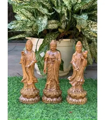 Tượng Phật Tây Phương Tam Thánh - Tam Thế Phật Bằng Gỗ