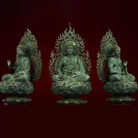 Tượng Tam Thế Phật Bằng Sứ Đa Sắc