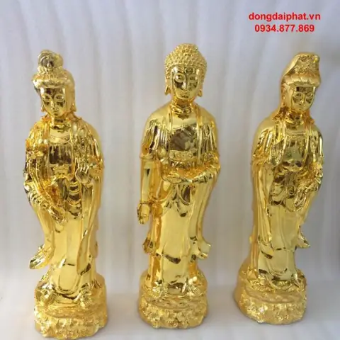 Bộ Tượng Tam Thế Phật 1.5 M Dát Vàng 9999.