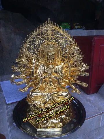 Bộ Tượng Đồng Tam Thế Phật Mạ Vàng 18k