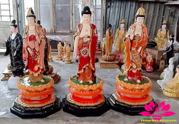 Tượng Tam Thế Phật Đứng Cao 1.2m Luôn Hao Quang 1,4m