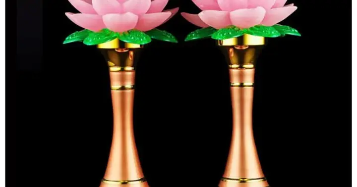 Cặp Đèn Thờ Hoa Sen Đổi 6 Màu Cao Cấp | Diệu Tâm
