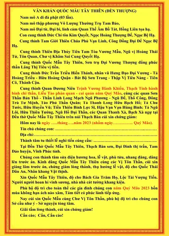 Bài Văn Khấn Đền Quốc Mẫu Tây Thiên - Sắm Lễ Đi Đền Tây Thiên