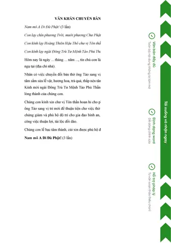 Văn Khấn Chuyển Bàn Thờ Ông Táo - Văn Hoá & Tôn Giáo - Mẫu Văn ...