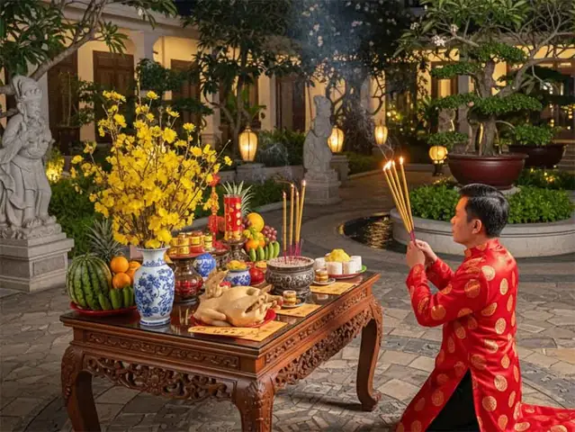 Cẩm Nang Chi Tiết Lễ Cúng Giao Thừa Ngoài Trời: Ý Nghĩa, Mâm Cỗ Và Văn Khấn Đầy Đủ