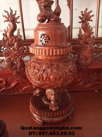 Bộ Lư Đỉnh Bằng Gỗ Cho Bàn Thờ Đẹp Dv04