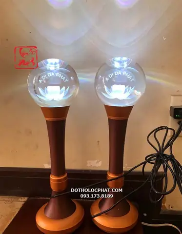 Đèn Cầu Tròn Pha Lê Hoa Sen Chữ A Di Đà Phật Dtp-008