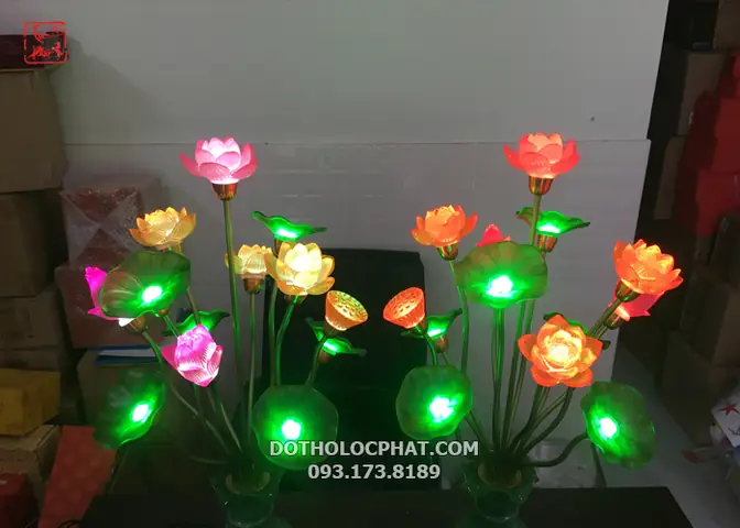 Đèn Bình Ngọc Có Lá Hợp Phong Thủy 7 – 9 – 13 Bông