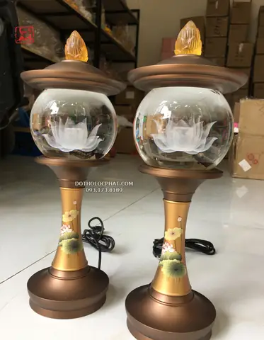 Đèn Nắp Ô Đồng – Thân Đồng Thờ Phật Đẹp Dtp-011