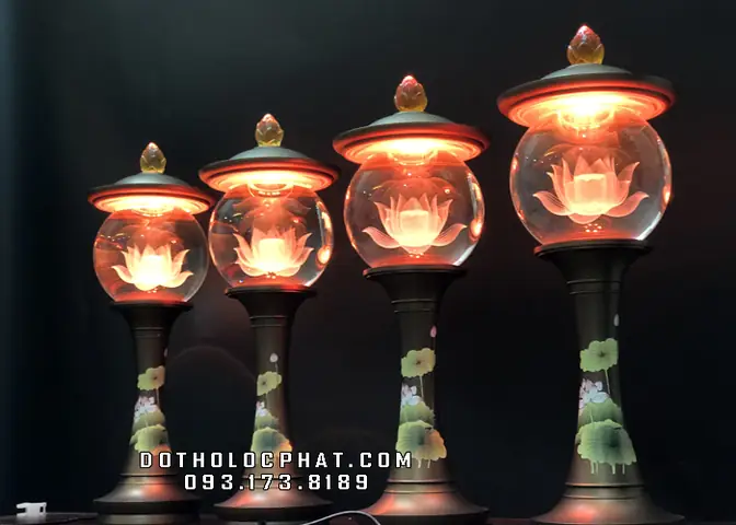 Đèn Nắp Ô Đồng – Thân Đồng Thờ Phật Đẹp Dtp-011