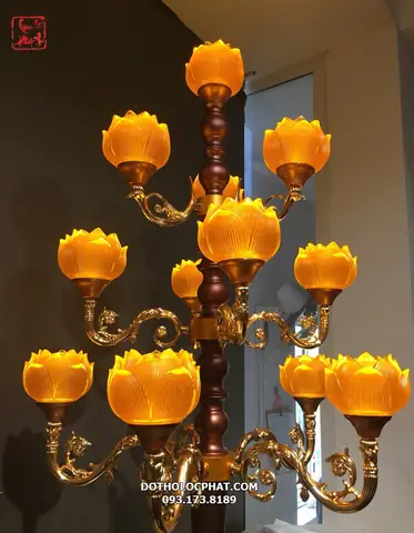 11 Đèn Sen Cụp Lưu Ly Thân Cổ 13 – 19 Bông Dll-005