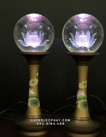 Đèn Cầu Thân Đồng Vẽ Hoa Sen Thờ Phật Dtp-010