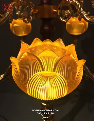 11 Đèn Sen Cụp Lưu Ly Thân Cổ 13 – 19 Bông Dll-005