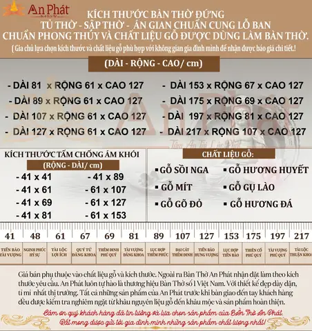 Kích Thước Bàn Thờ Phật Chuẩn Cung Lỗ Ban Phong Thủy